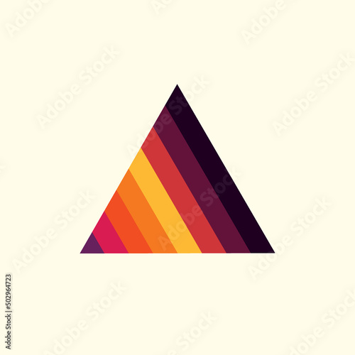 Vintage triangular sunset in the style of the 80s. Vector background. A design element.