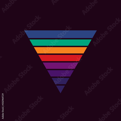 Vintage triangular sunset in the style of the 80s. Vector background. A design element.