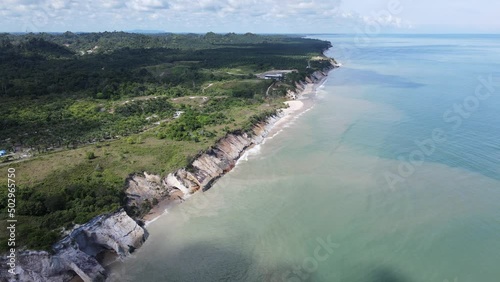 Miri, Sarawak Malaysia - May 2, 2022: The Landmark and Tourist Attraction areas of the of Miri City, with its famous beaches, rivers, city and scenic surroundings