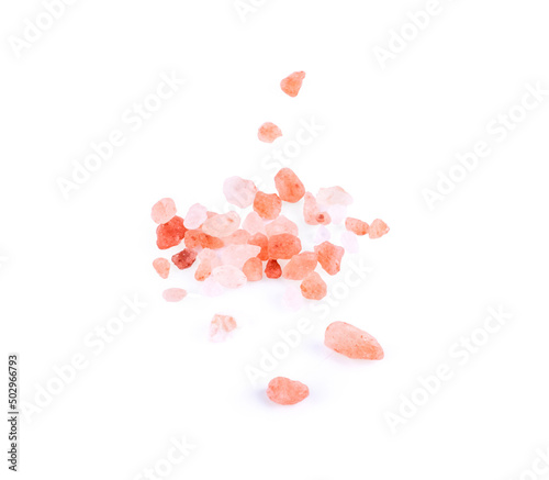 Himalayan pink salt isolated on white background.