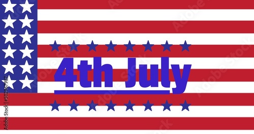 Illustrative image of 4th july text with star shapes on flag of america, copy space