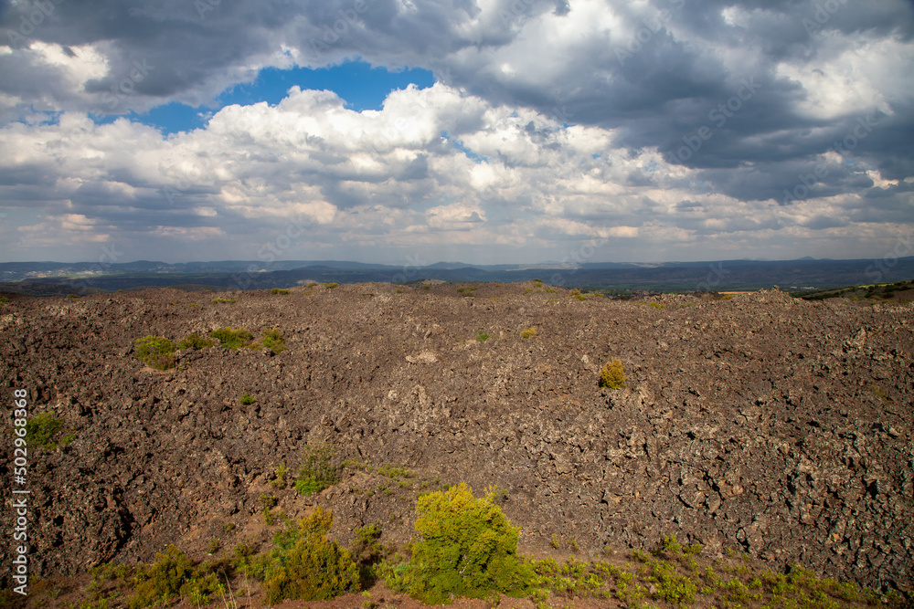 Volcanic geography landscape with cloudy sky,Turkey country	