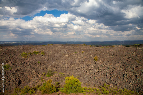 Volcanic geography landscape with cloudy sky,Turkey country 