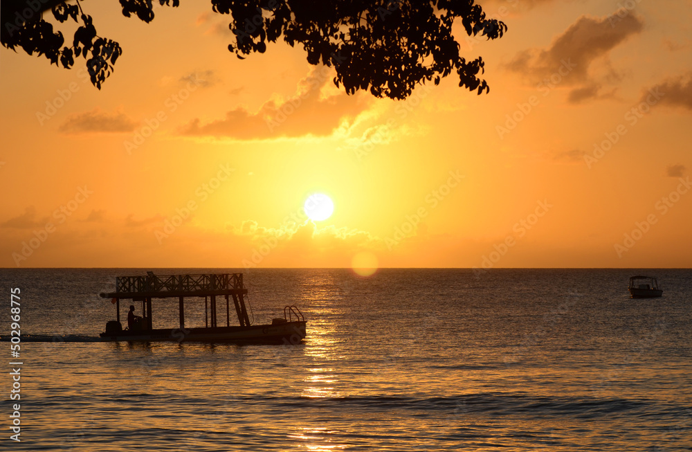 Barbados Sonnenuntergang/Boot/Silhouette