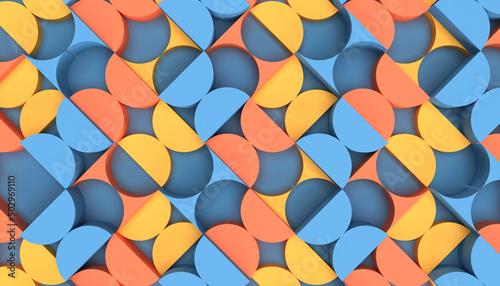 Geometric groovy background 3D Illustration
