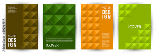 Educational catalog cover page mokup bundle geometric design. Minimalist style trendy album