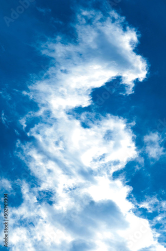 Blue sky with white cloud shape dragon. The summer heaven is colorful clearing day Good weather and beautiful nature in the morning.