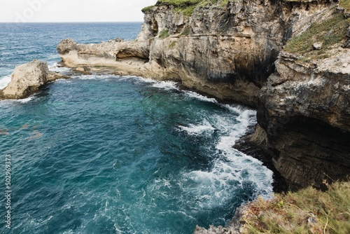 Ocean bay with rocks Caribbean landscape 