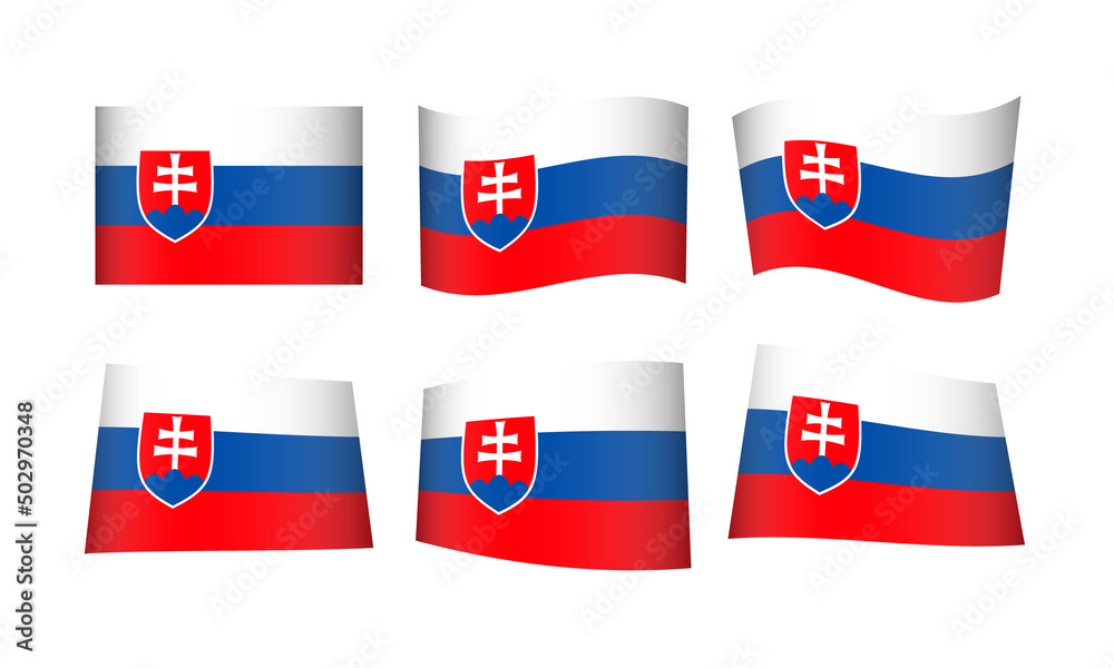 Slovakia Flag Slovakian Waving Flags Vector Icons Set Wave Wavy Wind Europa European Republic Nation National State Symbol Banner Buttons All Every Country World Design Graphic Emblem Bratislava