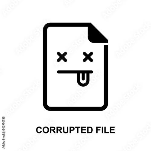 Corrupted file icon isolated on white background vector illustration.