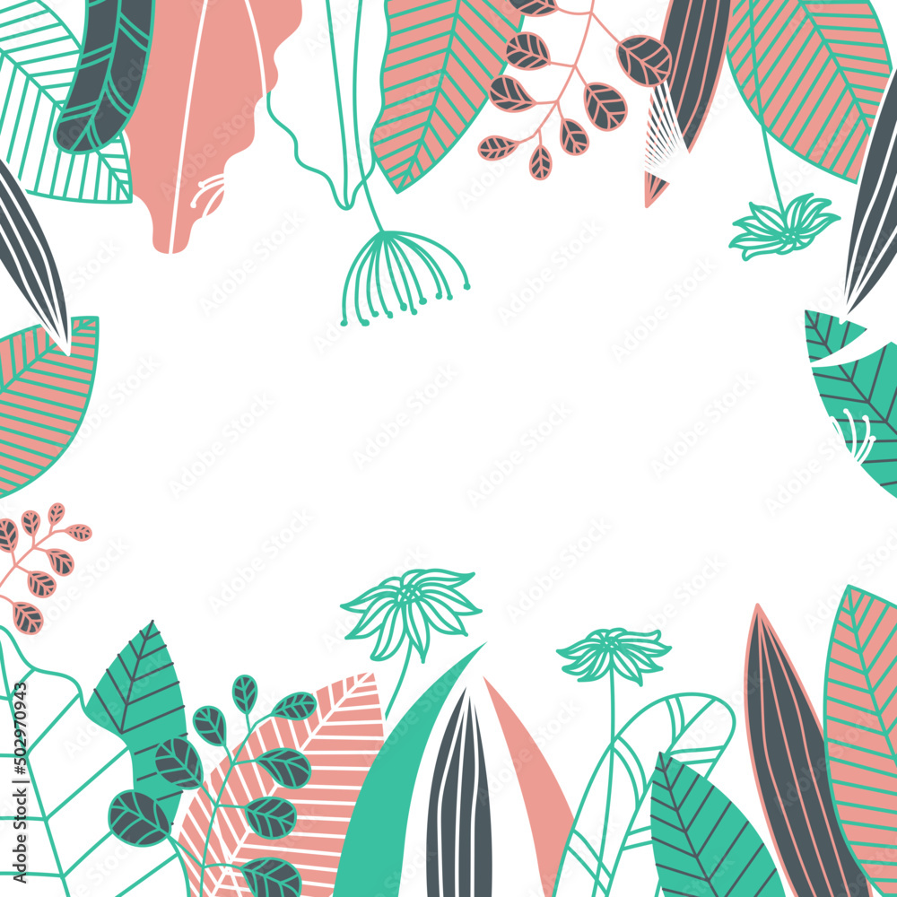 Tropical leaf frame illustration