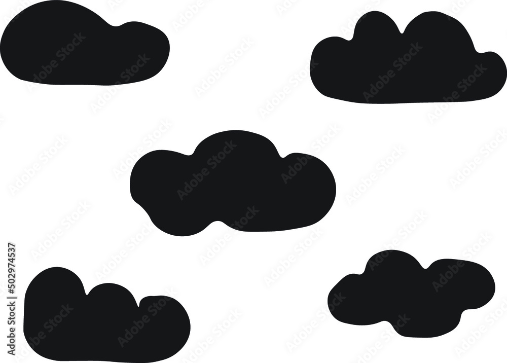 Black Clouds collection in flat design. Black Clouds icons. Clouds isolated Clouds vector set. Different cloud shapes in black and white flat background Black Clouds collection in flat design. Black Clouds icons. Clouds isolated Clouds vector set. Different cloud shapes in black and white flat background