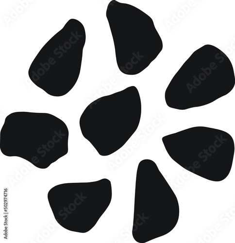 Handful of annatto seeds condiment Set of abstract ink blotch, round liquid blot inkblot shape. Freskle pebble. 

