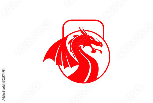 Dragon Vector Logo kettlebell outline.