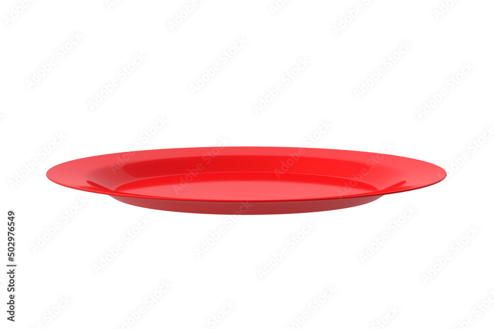 Red plate isolated on white background. 3d render Red plate isolated on white background. 3d render