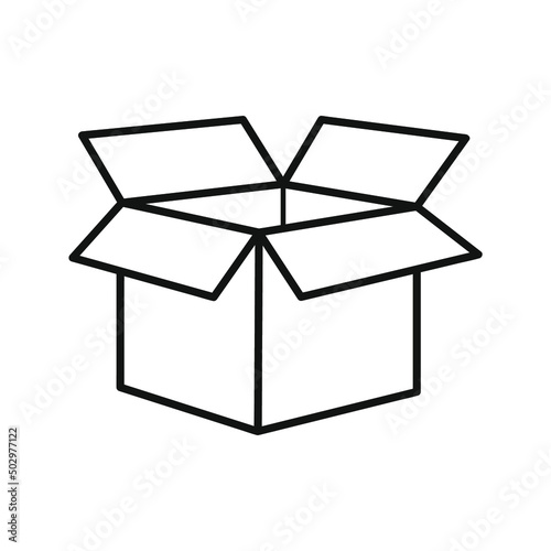 Open box. Coloring page. Black and white vector illustration. Icon.