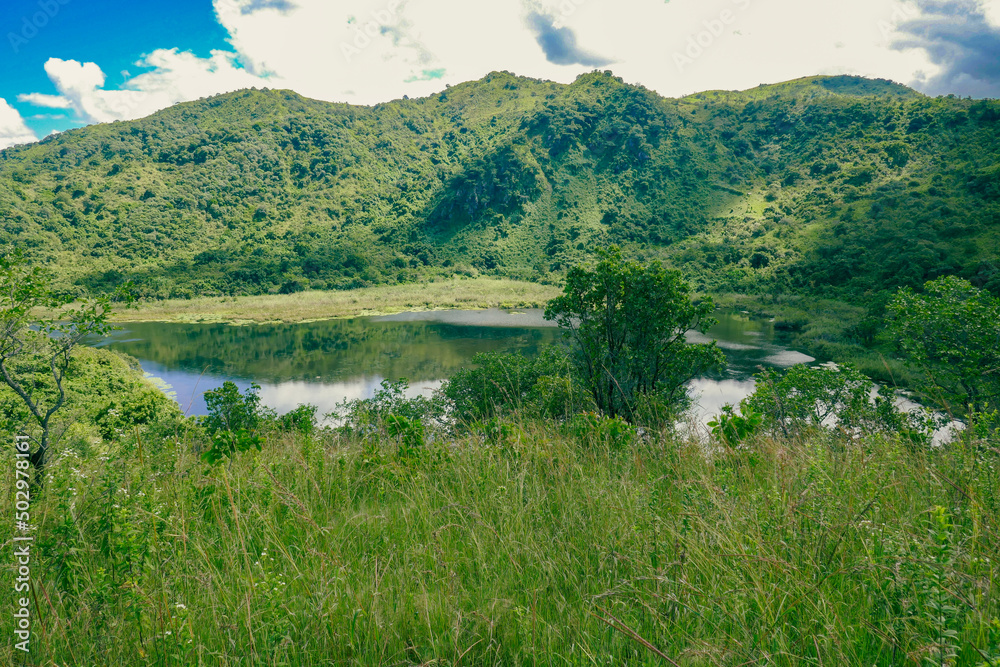 Scenic view of Itende Crater Lake, a crater lake in Mbeya, Tanzania
