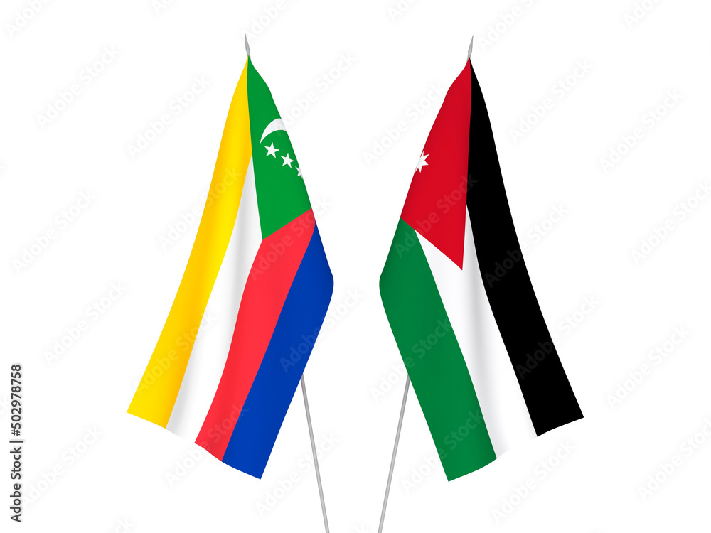 Union of the Comoros and Hashemite Kingdom of Jordan flags