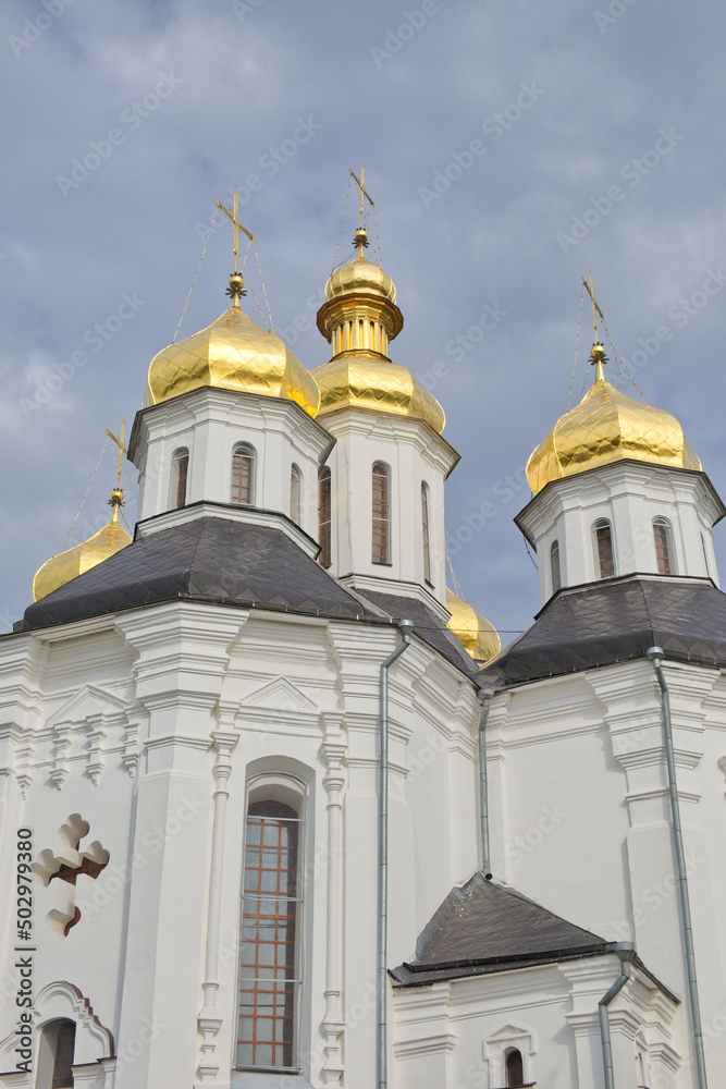 Catherine's Church is a functioning church in Chernihiv, Ukraine. St. Catherine's Church was built in the Cossack period and is distinguished by its five gold domes in the Cossack Baroque style.