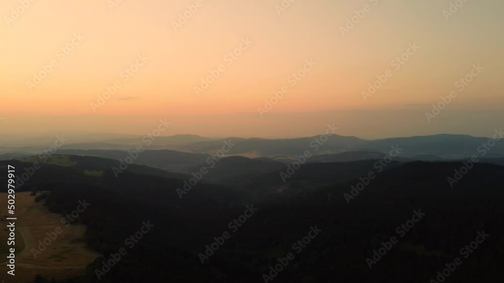beautiful sunset in the mountains, recorded from a drone beautiful sunset in the mountains, recorded from a drone