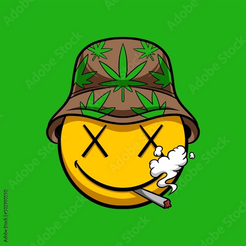 Emoji smoking weed streetwear cartoon