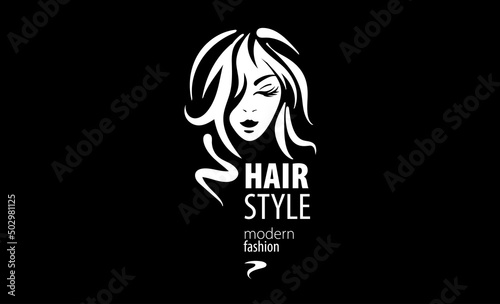 Vector illustration of a womans hairstyle on a black background
