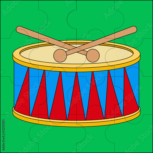 Toy drums suitable for children's puzzle vector illustration