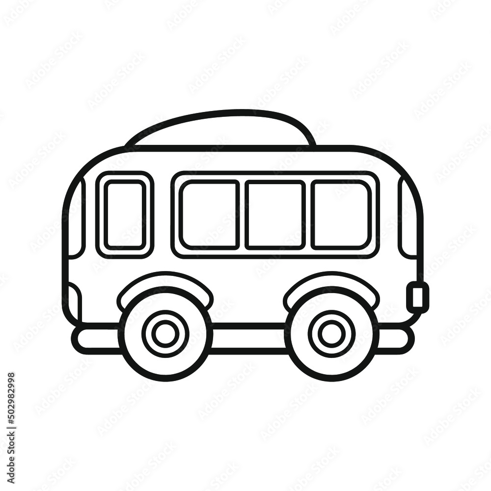 Bus. Icon. Coloring book for children. Black and white vector image.