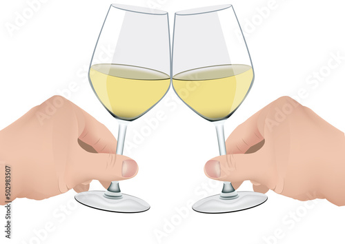 aperitif with glasses of white wines-