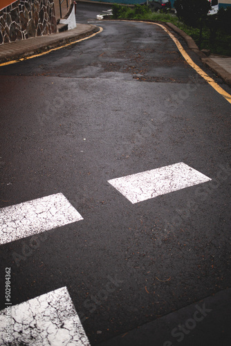 Wallpaper Mural Rainy wet asphalt with sign long road. Torontodigital.ca
