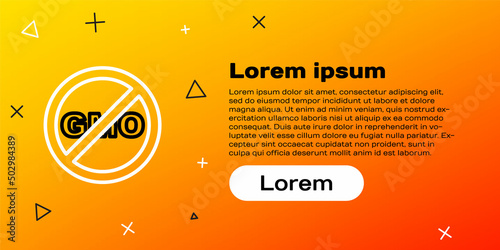 Line No GMO icon isolated on yellow background. Genetically modified organism acronym. Dna food modification. Colorful outline concept. Vector
