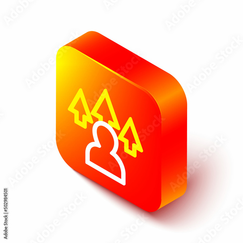 Isometric line Web design and front end development icon isolated on white background. Orange square button. Vector