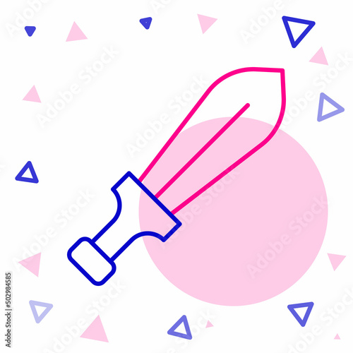Line Sword toy icon isolated on white background. Colorful outline concept. Vector