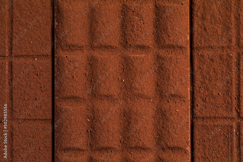 Fototapeta premium collection sweet chocolate blocks with powder, texture background