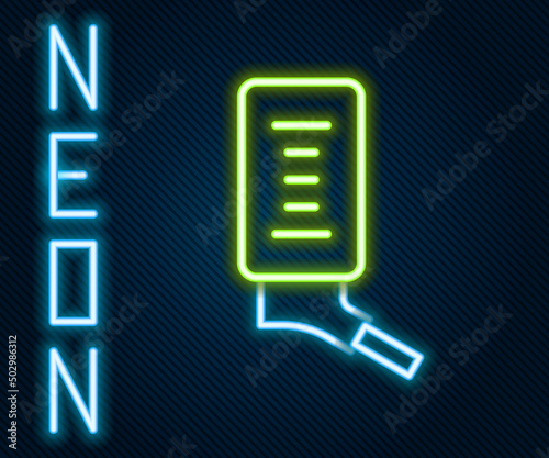 Glowing neon line Automatic drinker for small pets icon isolated on black background. Colorful outline concept. Vector