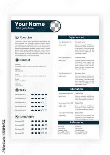 Professional CV or resume template design