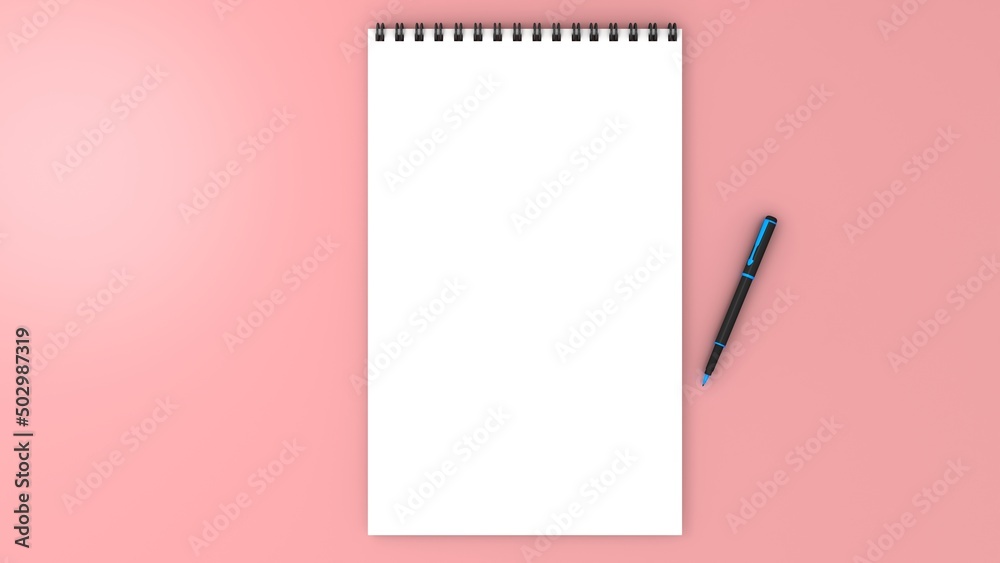 Mockup blank paper notebook or notepad on pink background.
Mockup blank paper notebook or notepad on pink background.