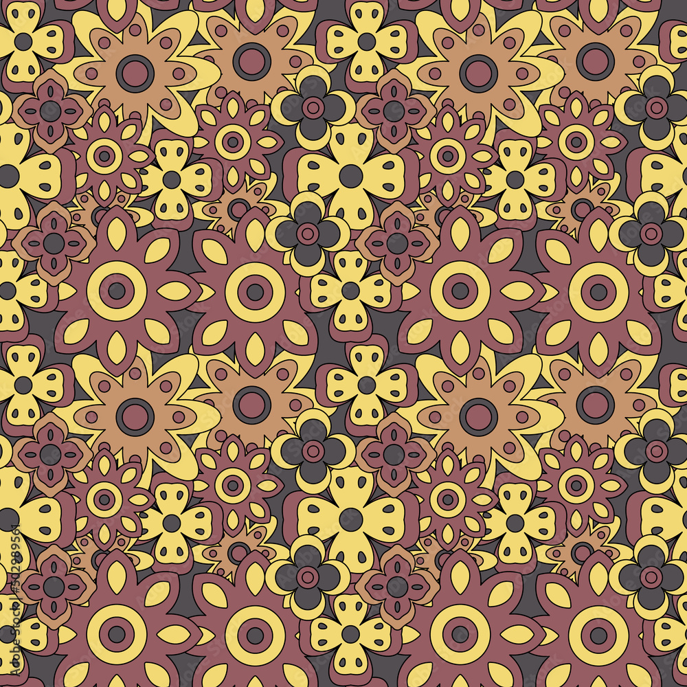 Abstract seamless groovy flower background.
