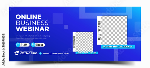 Business webinar horizontal banner design template