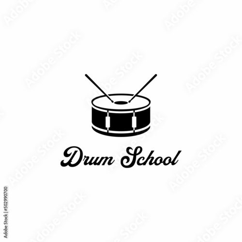 Vector logo of Drum school. Logotype, symbol, icon, graphic, vector. Rock music