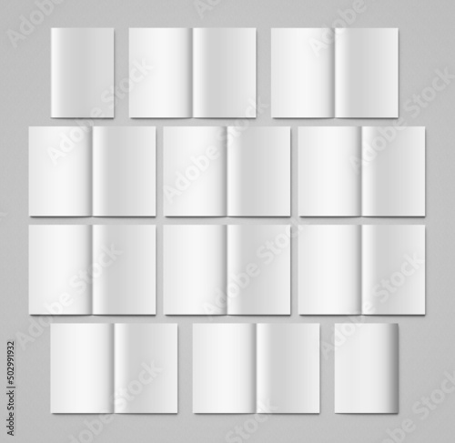 3d mockup illustrations for book saddle stitch binding and perfect binding