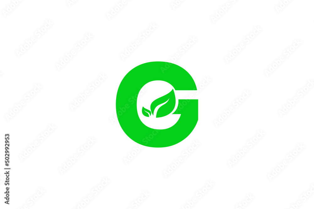 Flat G with leaf logo design vector template Flat G with leaf logo design vector template