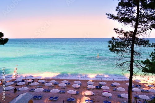 landscape of the San Michele beach and the Sassi Neri in Sirolo in Ancona on the Conero Riviera, Marche Italy photo