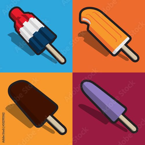 Various Popsicles in the Summer Sunshine
