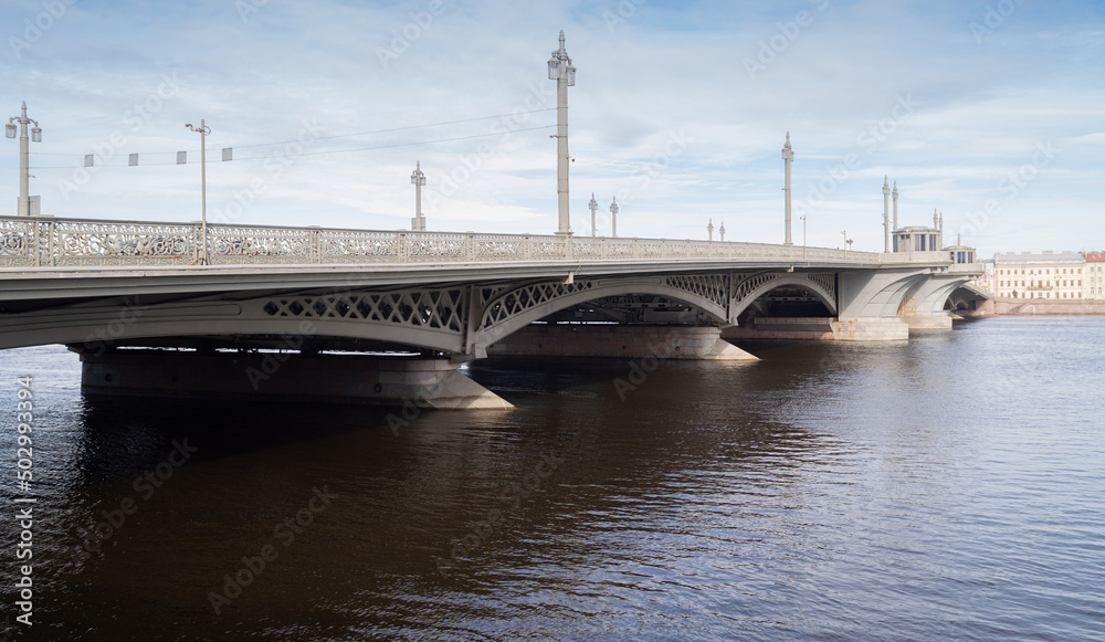 Annunciation bridge across the Neva river in St. Petersburg. Annunciation bridge across the Neva river in St. Petersburg.