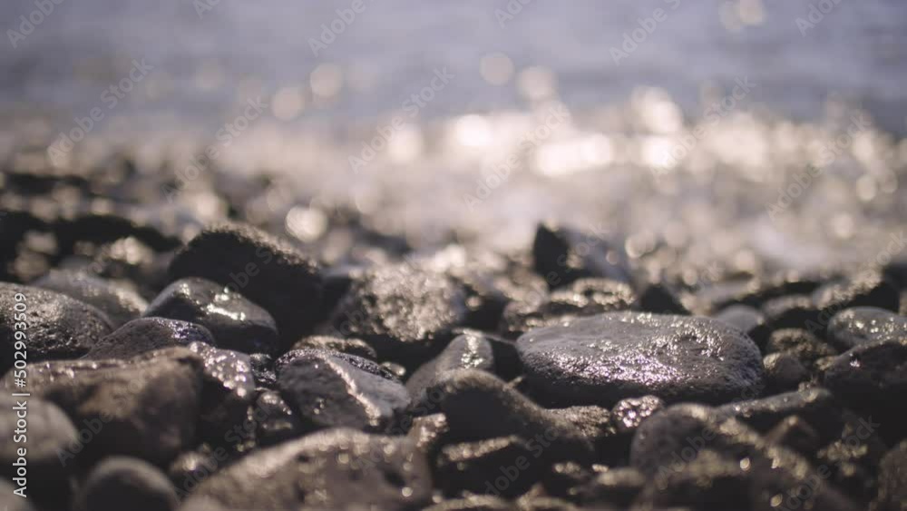 Volcanic rock beach and sea in canary islands Volcanic rock beach and sea in canary islands