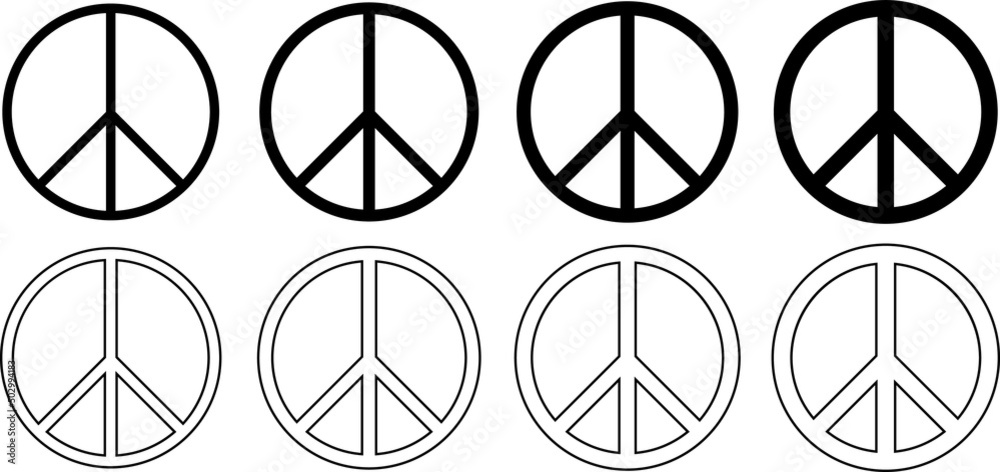 Peace Sign Icon Set. peace signs of different thicknesses. peace symbol isolated on white background Vector Illustration Peace Sign Icon Set. peace signs of different thicknesses. peace symbol isolated on white background Vector Illustration