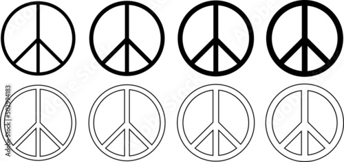 Peace Sign Icon Set. peace signs of different thicknesses. peace symbol isolated on white background Vector Illustration