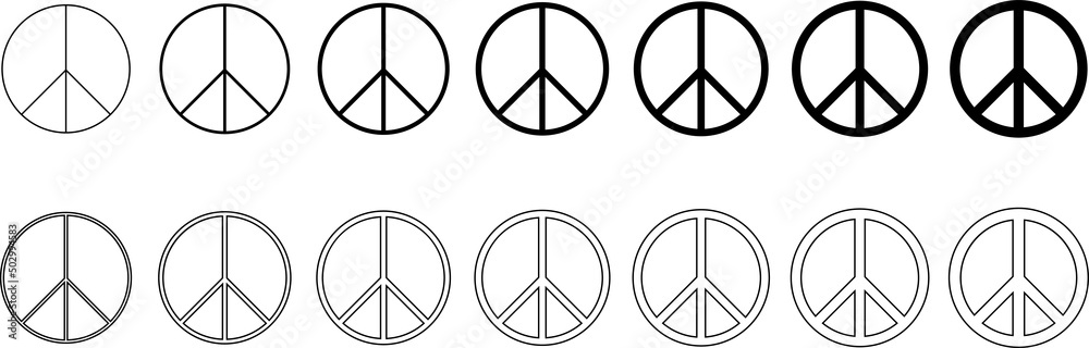 peace signs of different thicknesses set. Peace Vector Illustration Logo. peace symbol isolated on white background peace signs of different thicknesses set. Peace Vector Illustration Logo. peace symbol isolated on white background