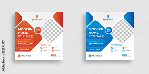 Elegant real estate or home sale social media post templates design